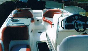 Reupholstered boat seating